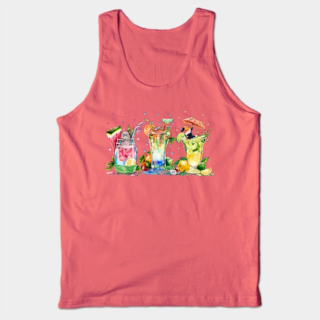 Cute animals and Cocktails Tank Top by KimLeex